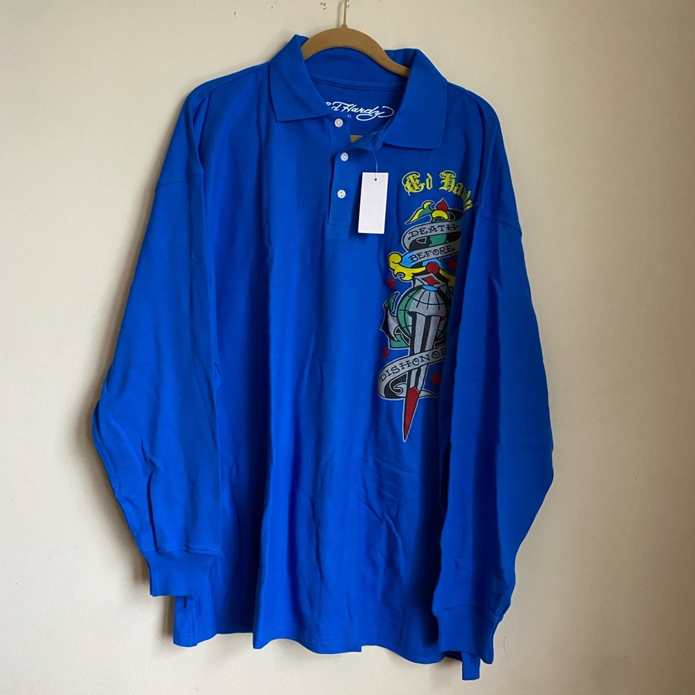 Vintage Ed Hardy Longsleeve Polo Tee